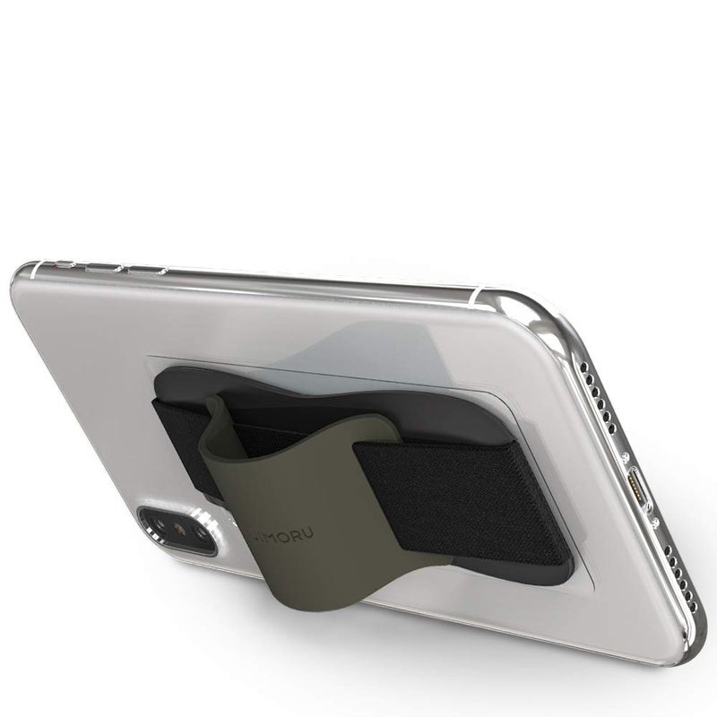 Sinjimoru Phone Grip with Silicone Band â€“ Comfortable One-Hand Holder & Kickstand for Smartphones, Tablets, and eReaders for iPhone, Android, and Kindle Sinji Grip Silicone Olive Grey - Image 2